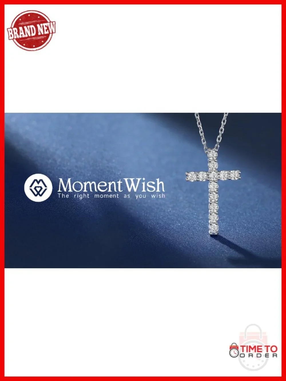 Moissanite Cross Necklace Sterling Silver Lab Created Diamond Pendant Necklace